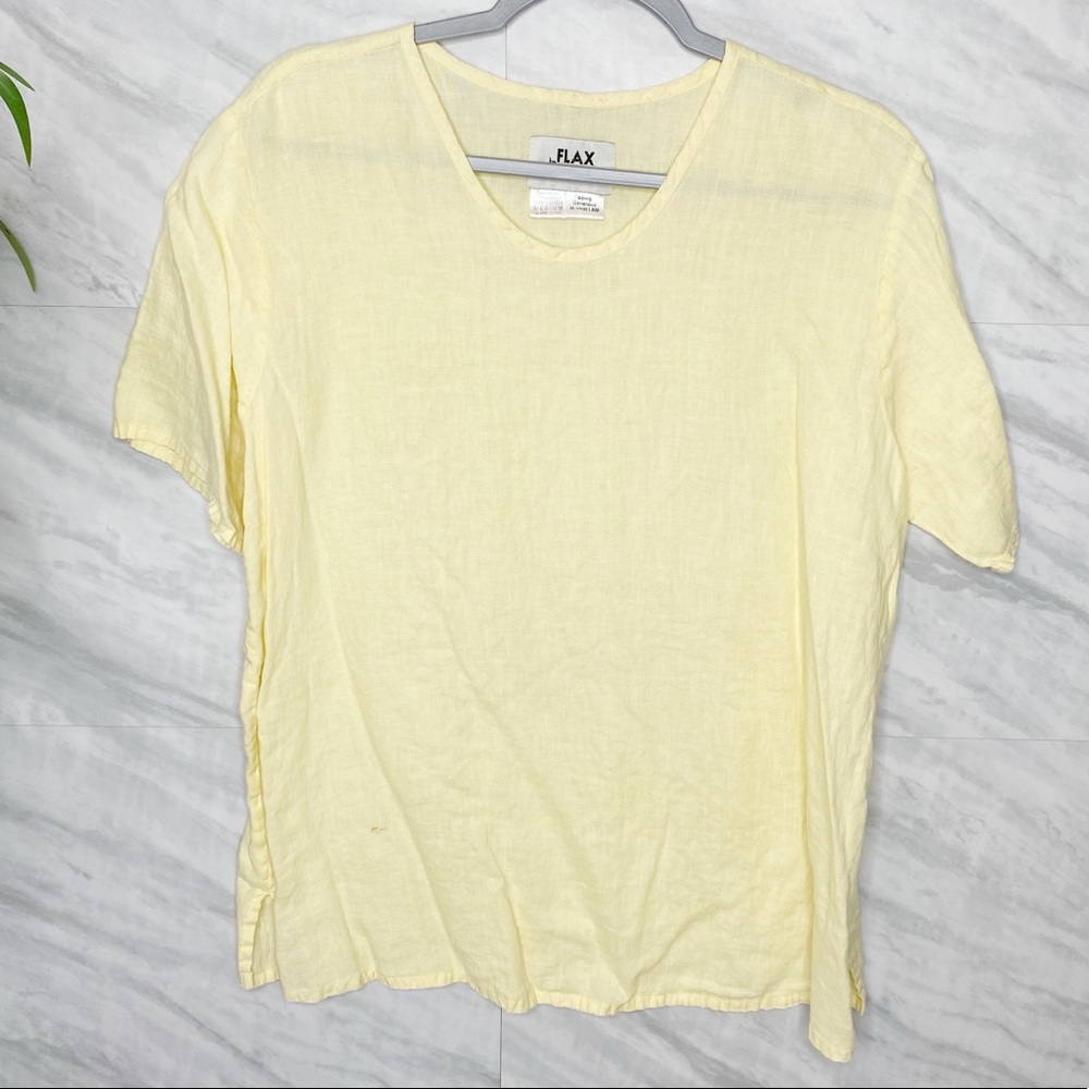FLAX Yellow Linen Top Medium